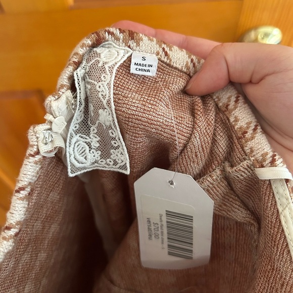 Sadie & Sage Rust Tan Houndstooth Plaid Halter Dress - Picture 3 of 5